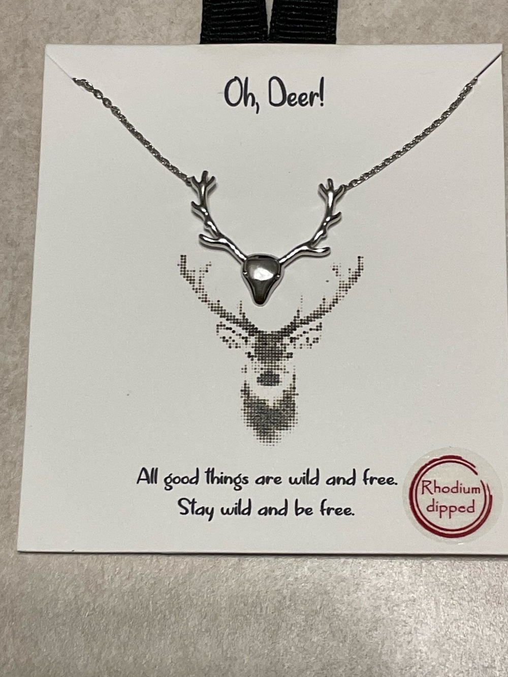 Oh Deer! Silver Antler Necklace with Rhodium Finish